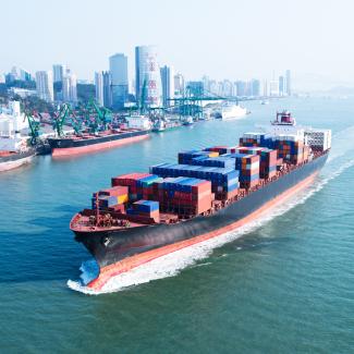 Container ship at port